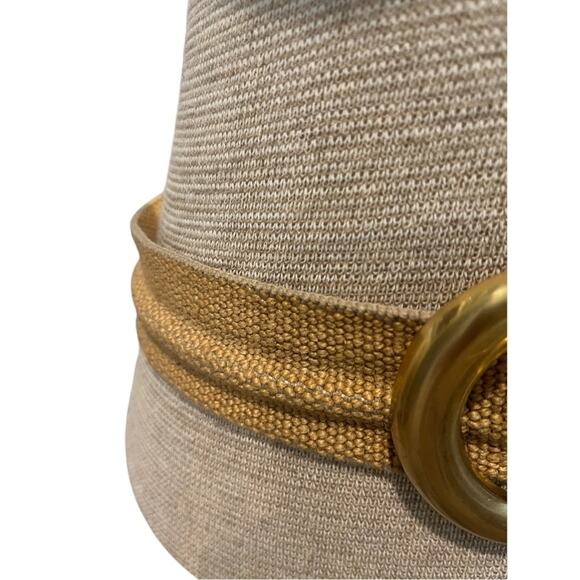 Size S/M Vintage Women’s Statement Belt 80s Floral Brass Tone Canvas